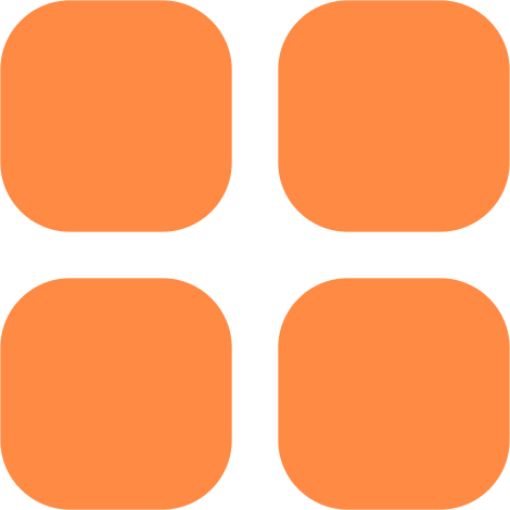 Four orange rounded squares arranged in a grid on a transparent background.