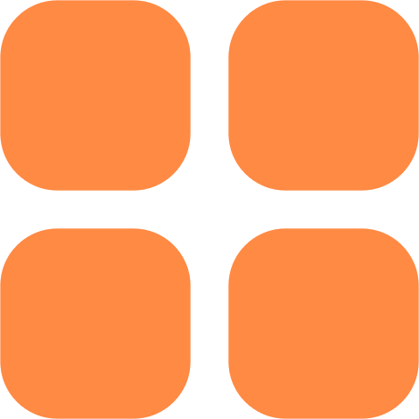 Four orange rounded squares arranged in a grid on a transparent background.